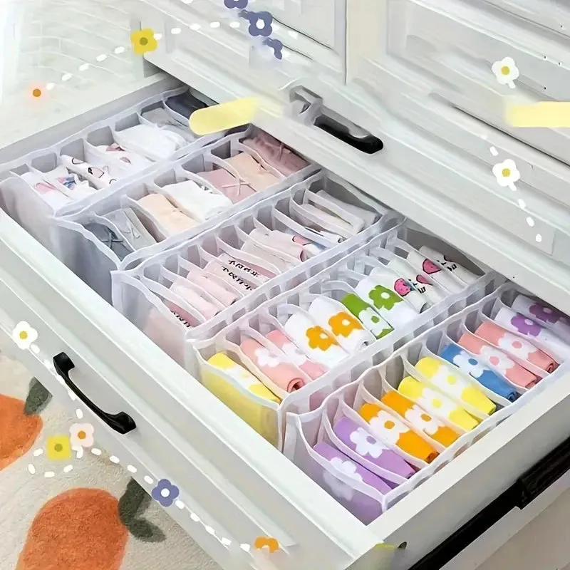 11 Grid Sock Underwear Storage Box Mesh Closet Organizer