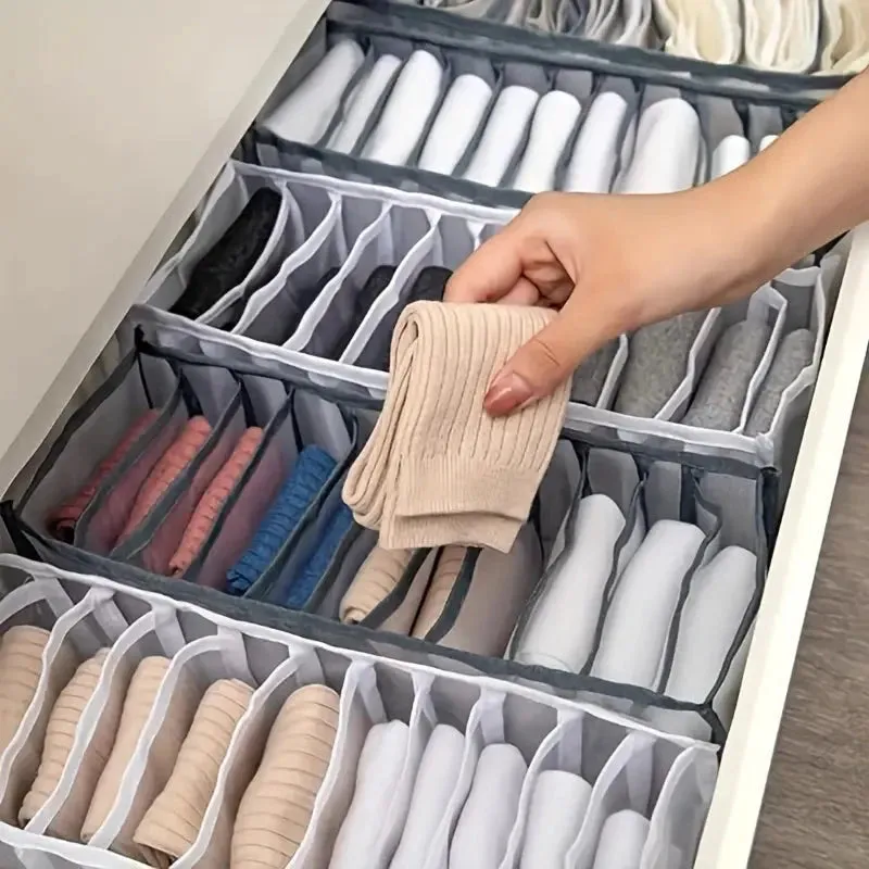 11 Grid Sock Underwear Storage Box Mesh Closet Organizer