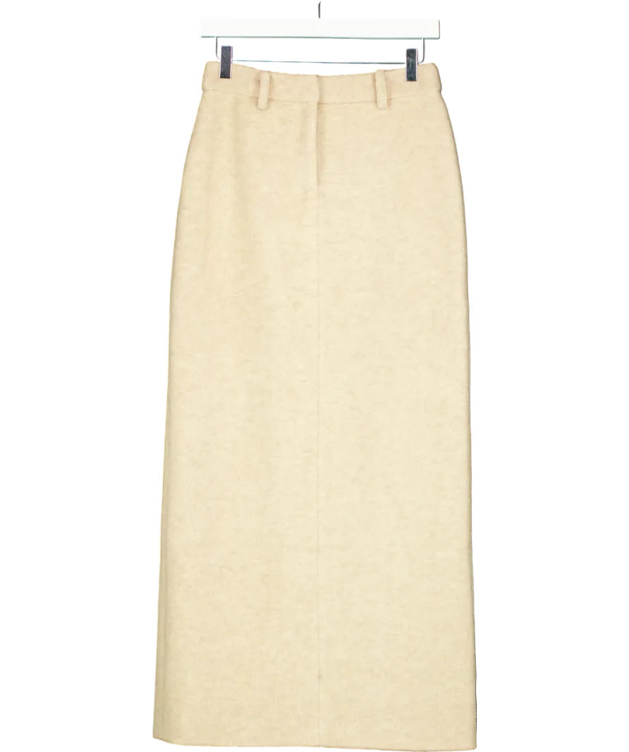 4th & Reckless Beige Sammy Wool Blend Maxi Skirt UK 8