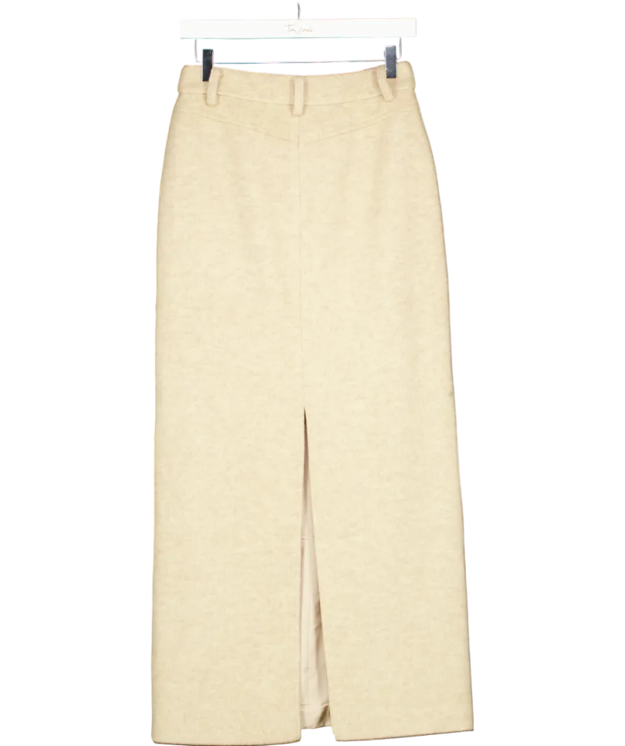 4th & Reckless Beige Sammy Wool Blend Maxi Skirt UK 8