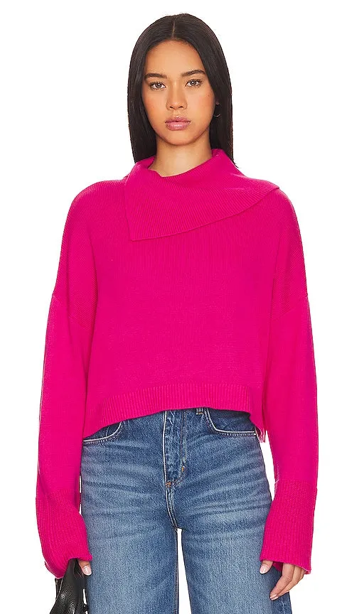 525 Lily Split Turtleneck Sweater in Fuchsia