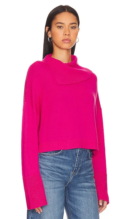 525 Lily Split Turtleneck Sweater in Fuchsia