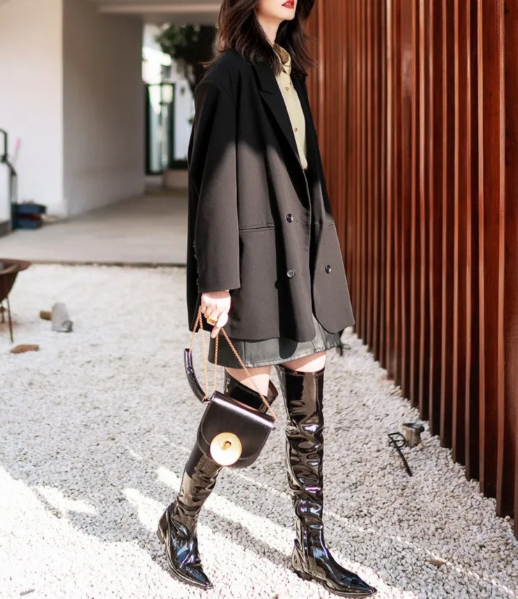 8GIRLS DESIGN DOUBLE BREASTED BUTTON BLAZER IN BLACK