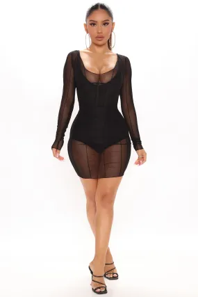 A Good Time Mesh Mini Dress - Black