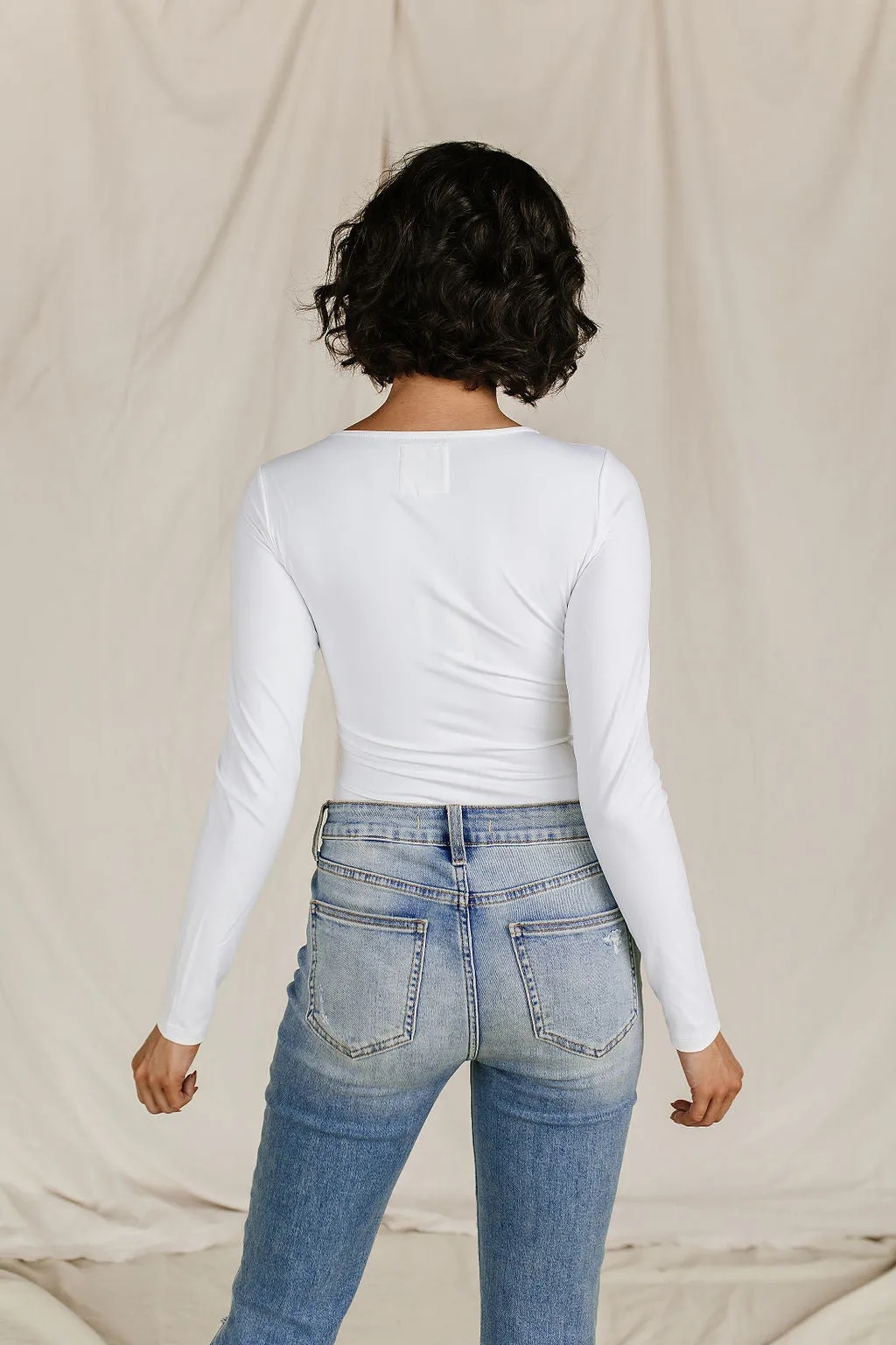 Ampersand V Neck Bodysuit (White)