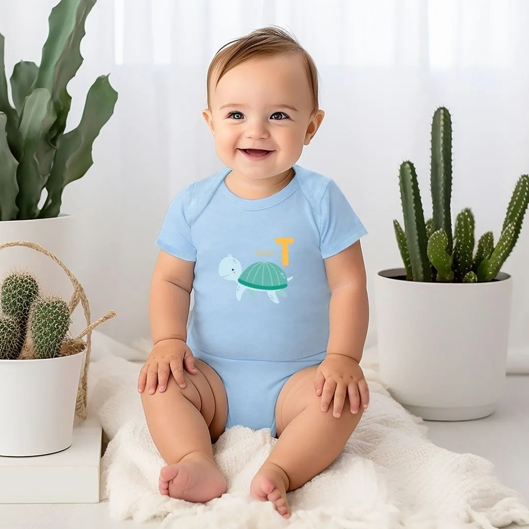 Animal Alphabet - T for Turtle Baby Bodysuit - Unisex Graphic Bodysuit for Babies