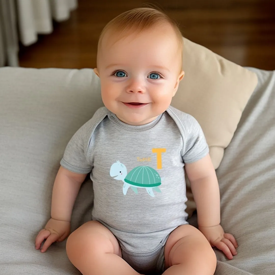 Animal Alphabet - T for Turtle Baby Bodysuit - Unisex Graphic Bodysuit for Babies