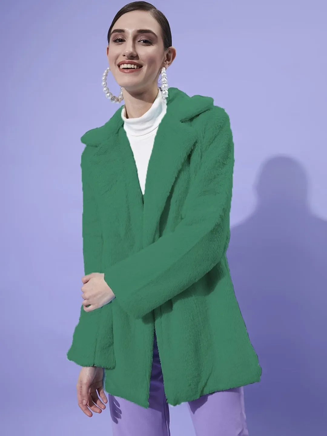 Athena Notched Lapel Textured Woollen Overcoat