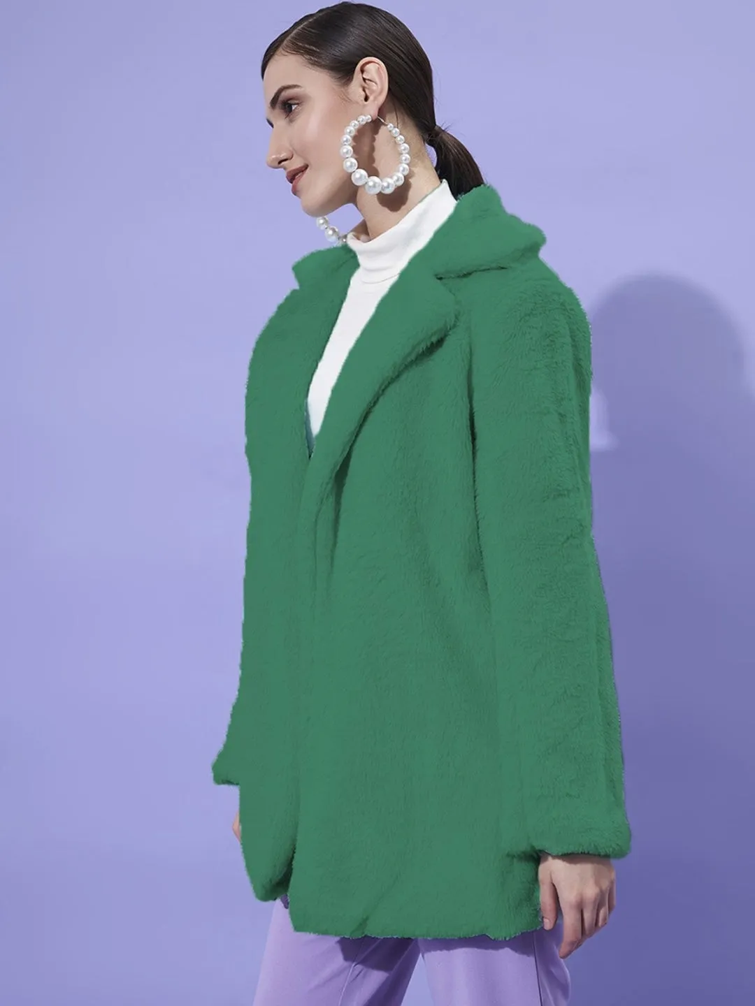 Athena Notched Lapel Textured Woollen Overcoat