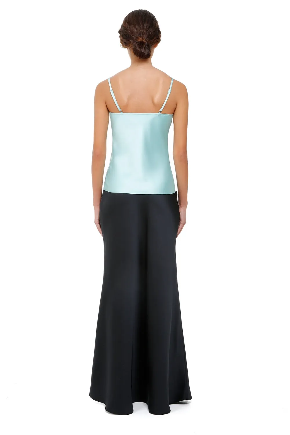 Aura Black Low-Rise Silk  Maxi Skirt