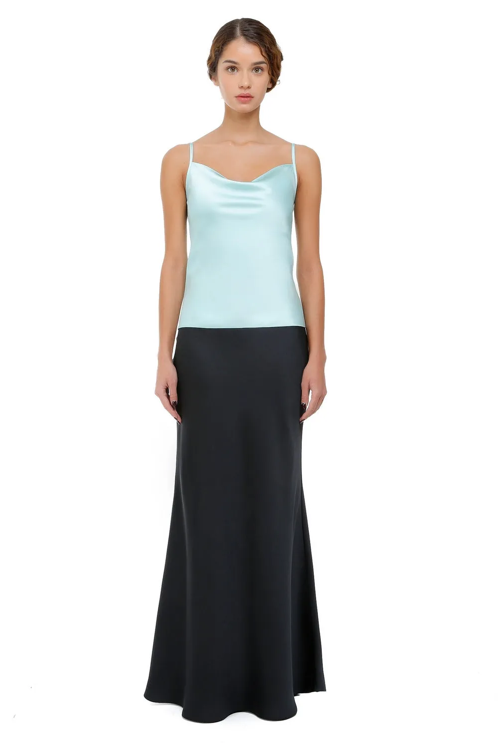 Aura Black Low-Rise Silk  Maxi Skirt