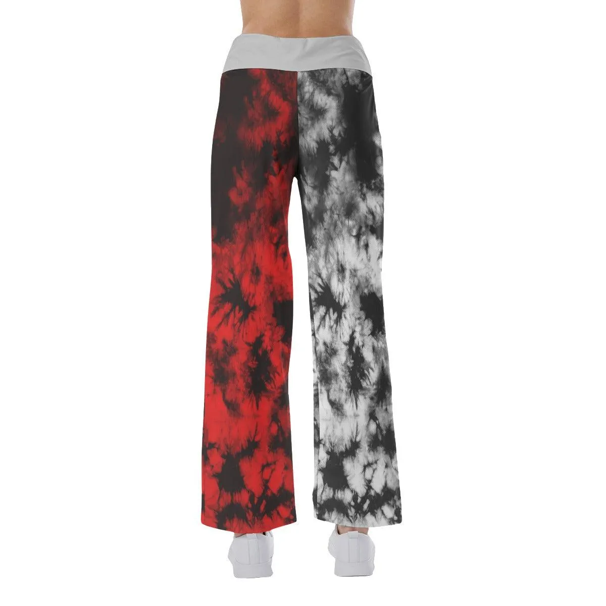 Baby Girl Tiedye Half Red Gray High-waisted Wide Leg Pants