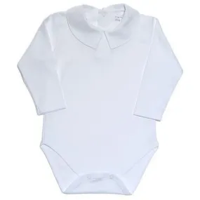 Baby Loren White Peter Pan Collar Long Sleeve Bodysuit