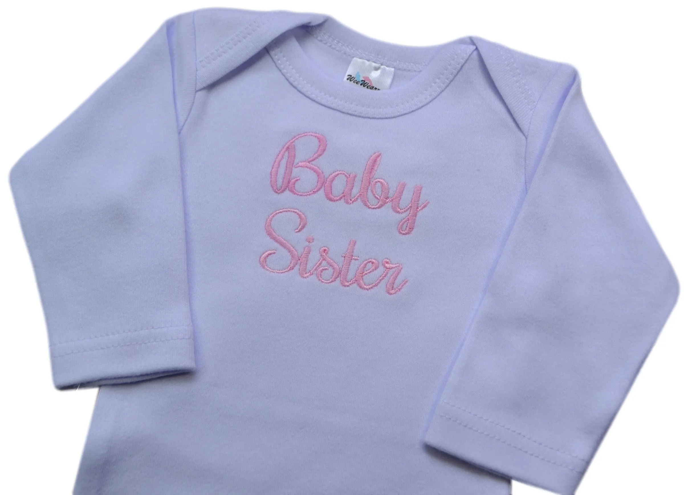 Baby Sister Embroidered Bodysuit with Matching Cotton Bow Beanie Gift Set