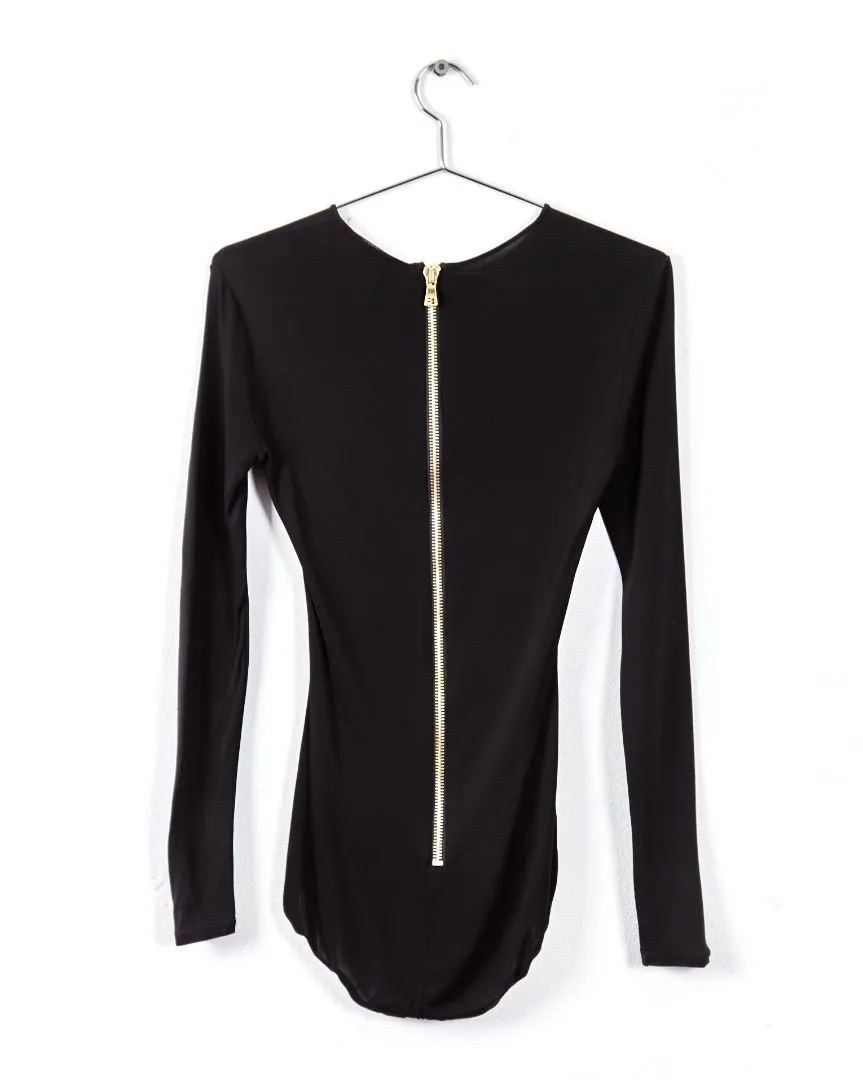 Balmain long sleeve bodysuit, black, 10