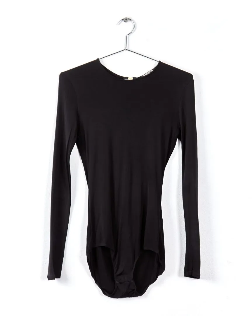 Balmain long sleeve bodysuit, black, 10
