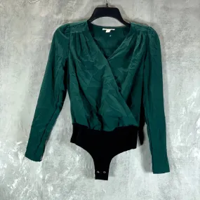 BAR III Women's Forest Edge Faux-Wrap Long-Sleeve Bodysuit SZ 2XS