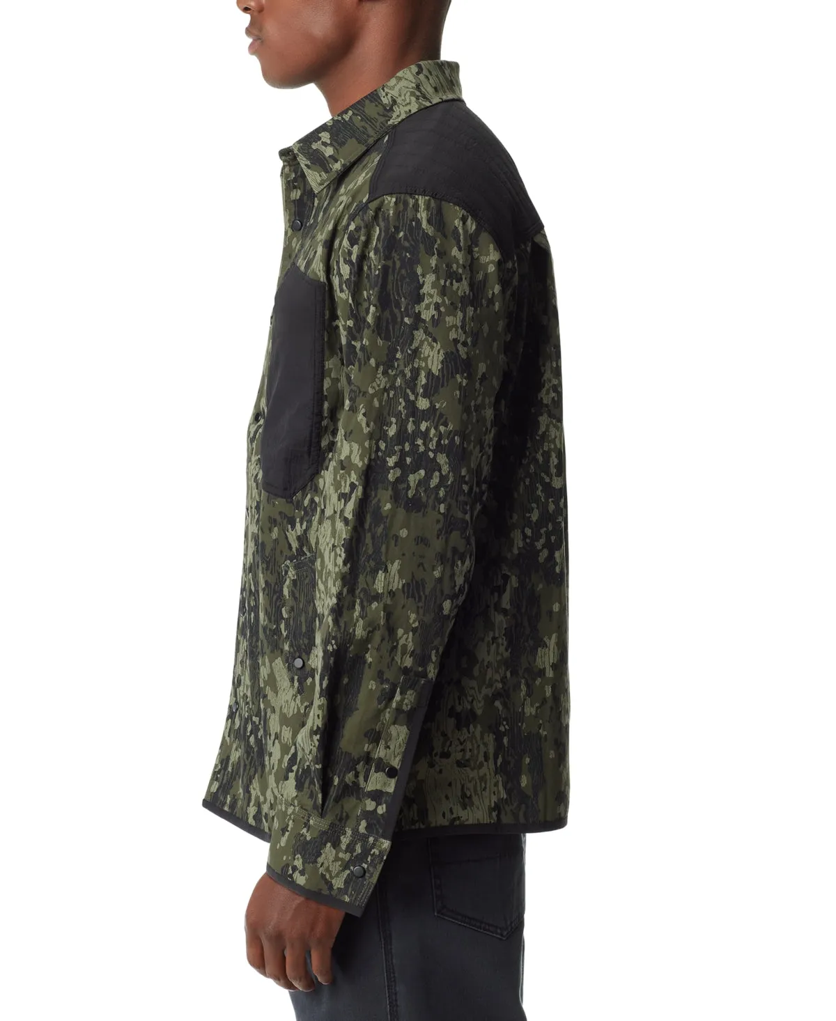 Bass Outdoor Mens Worker Standard Fit Shirt Jacket Green Bark Camo Coat Large