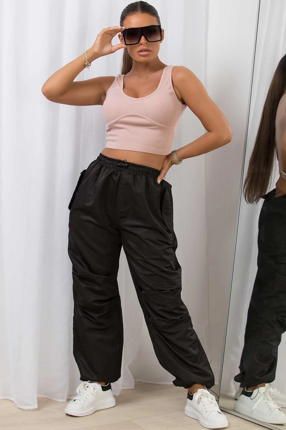 Black High Waisted Cargo Pants