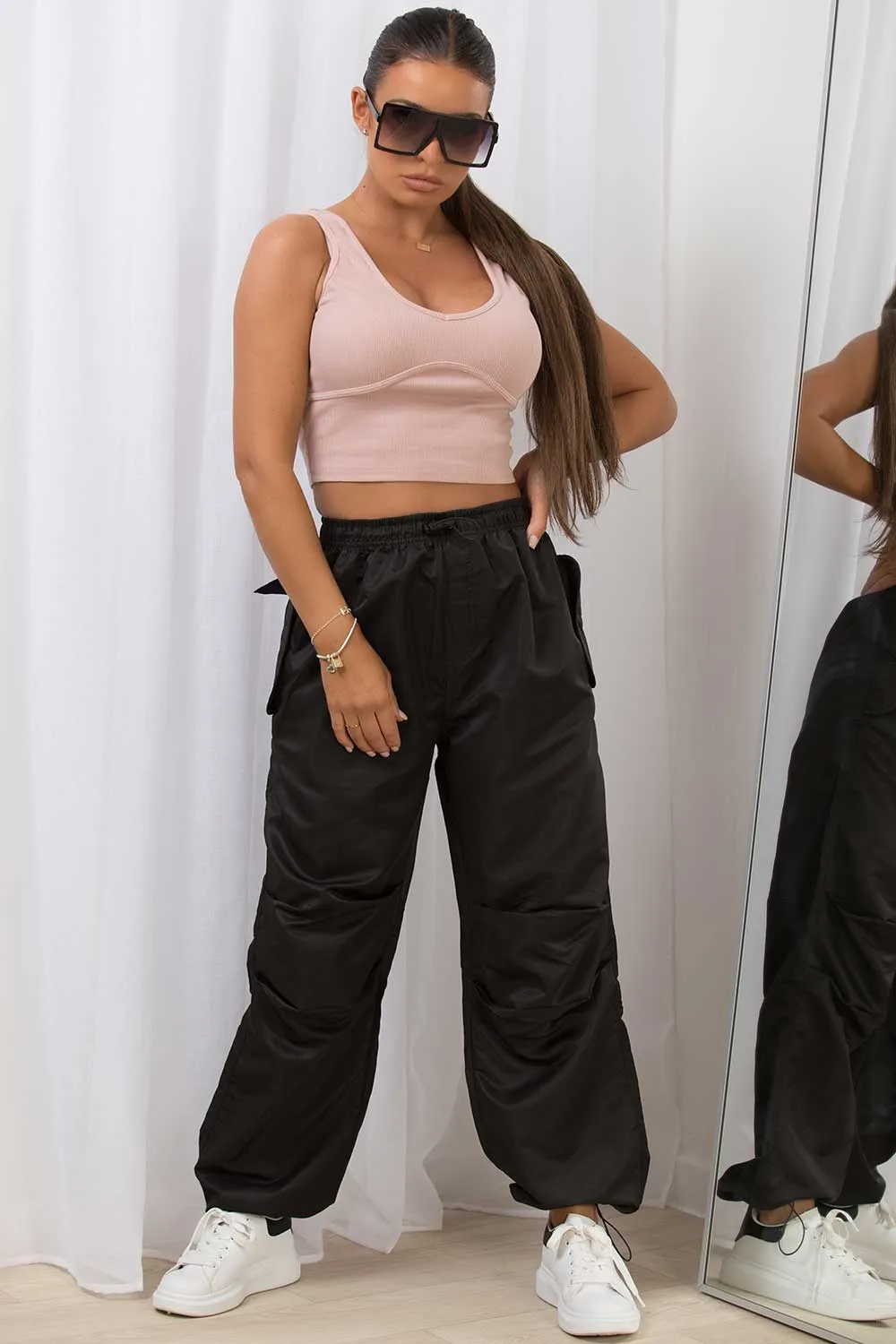Black High Waisted Cargo Pants