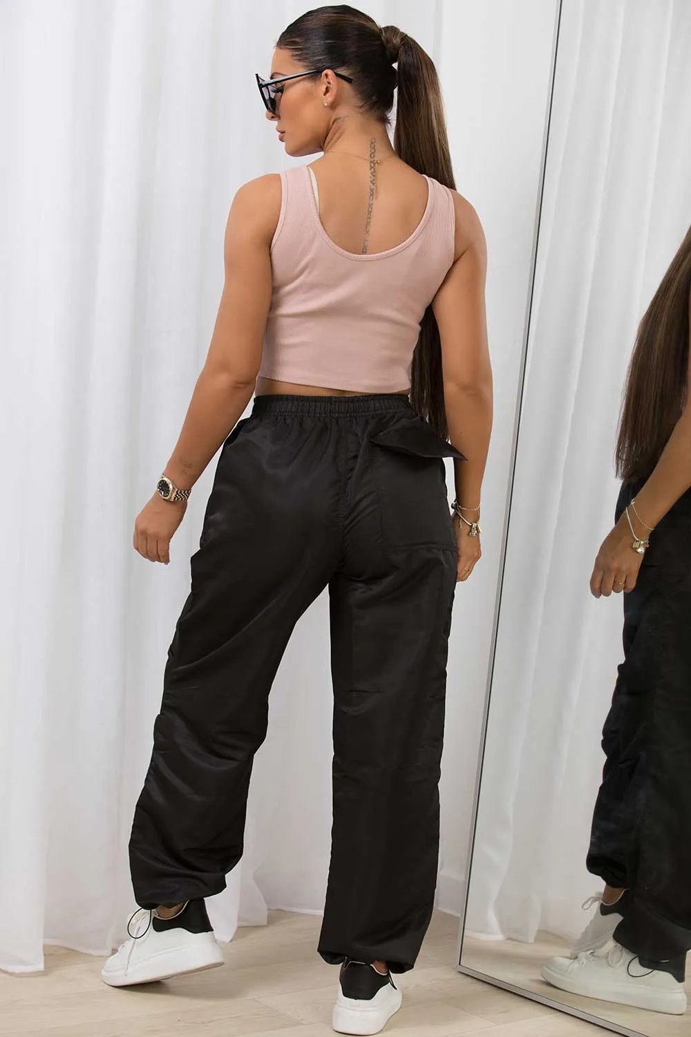 Black High Waisted Cargo Pants