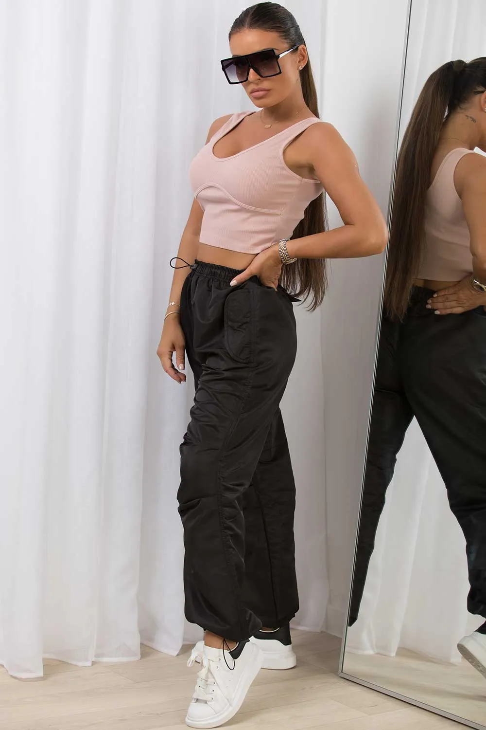 Black High Waisted Cargo Pants