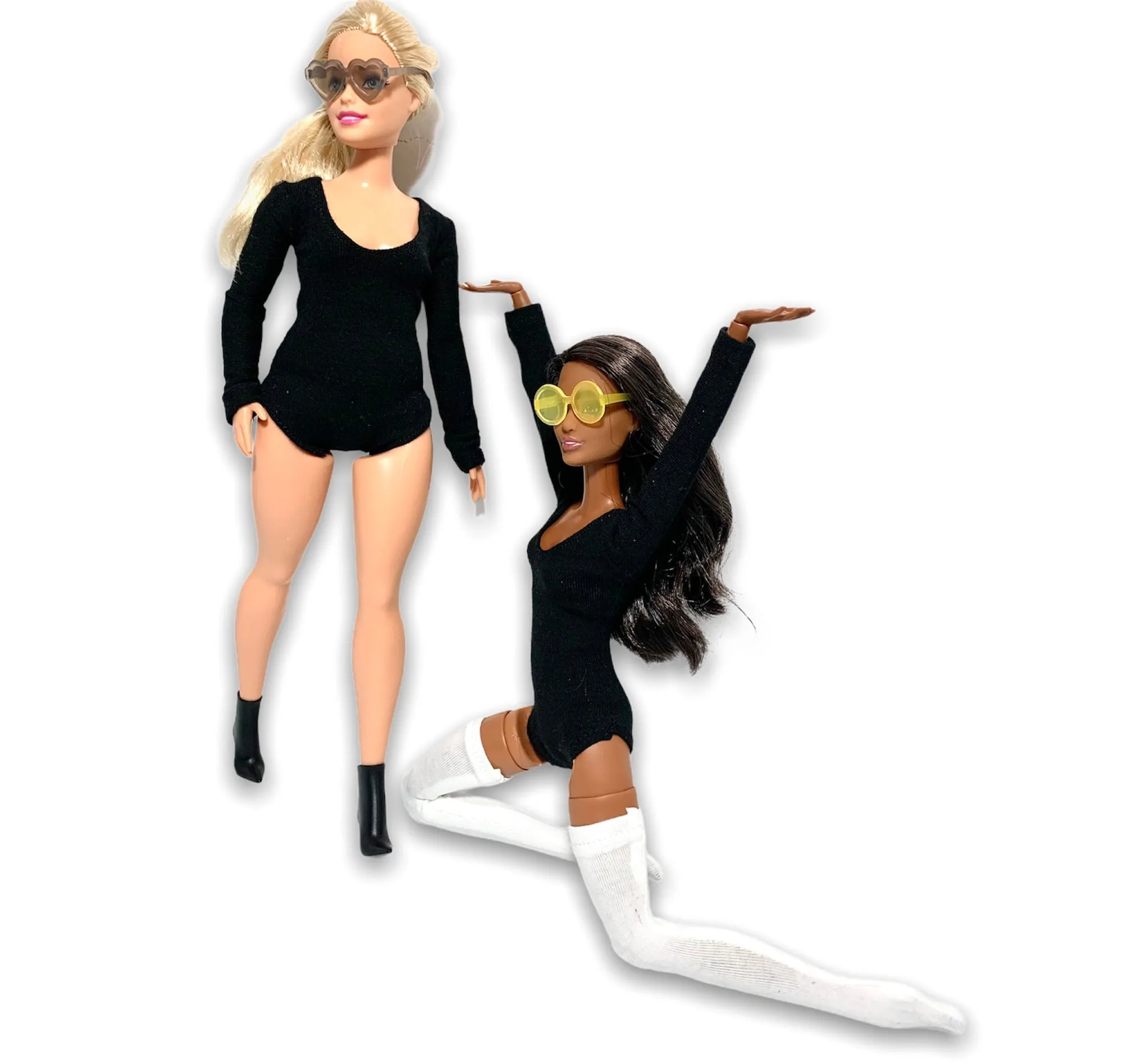 Black leotard with long sleeves for Barbie Doll