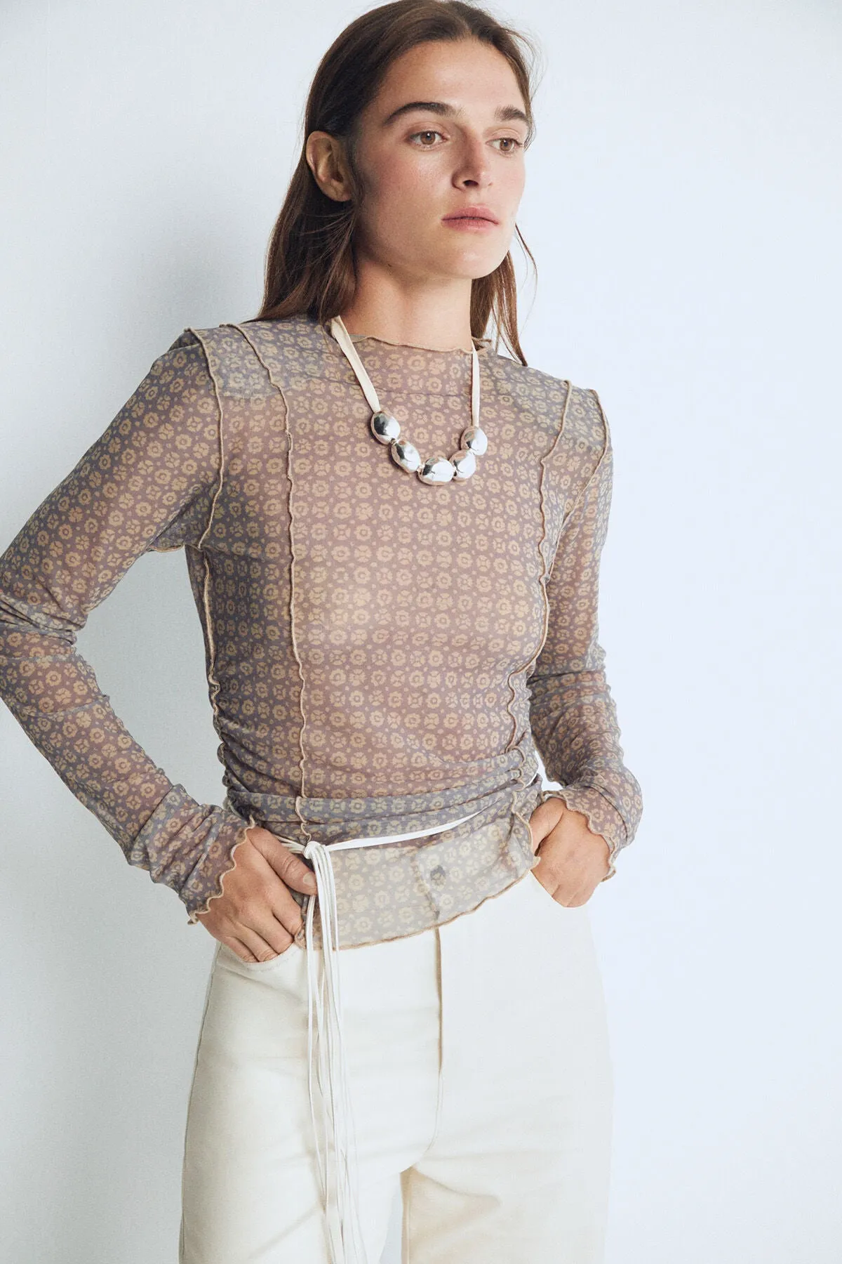Blue Elora Mesh Blouse