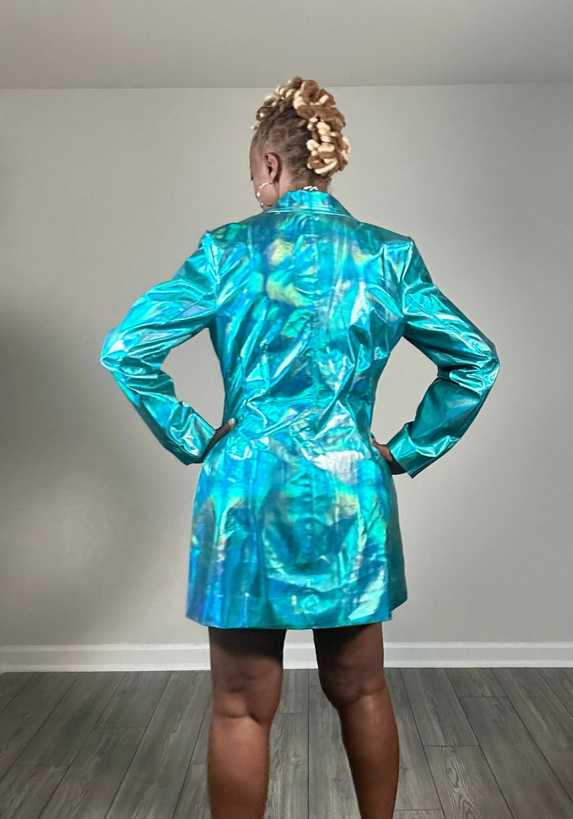 Blue Metallac Blazer Dress
