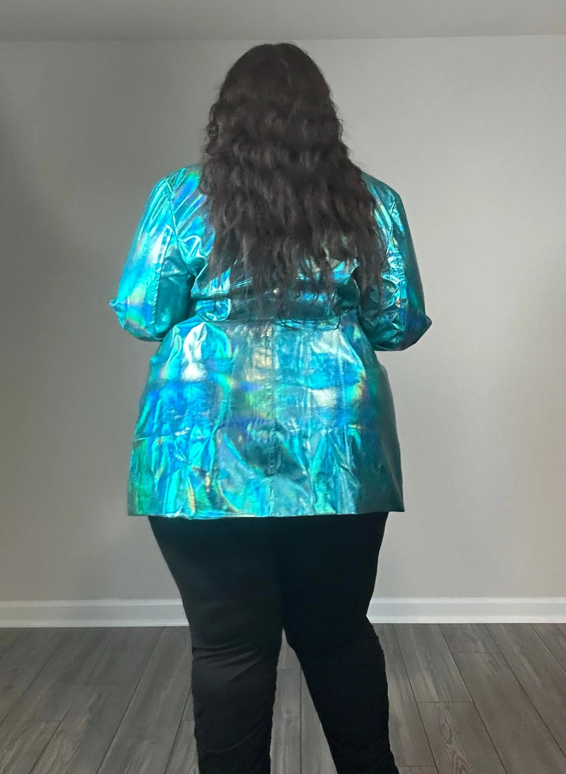 Blue Metallac Blazer Dress