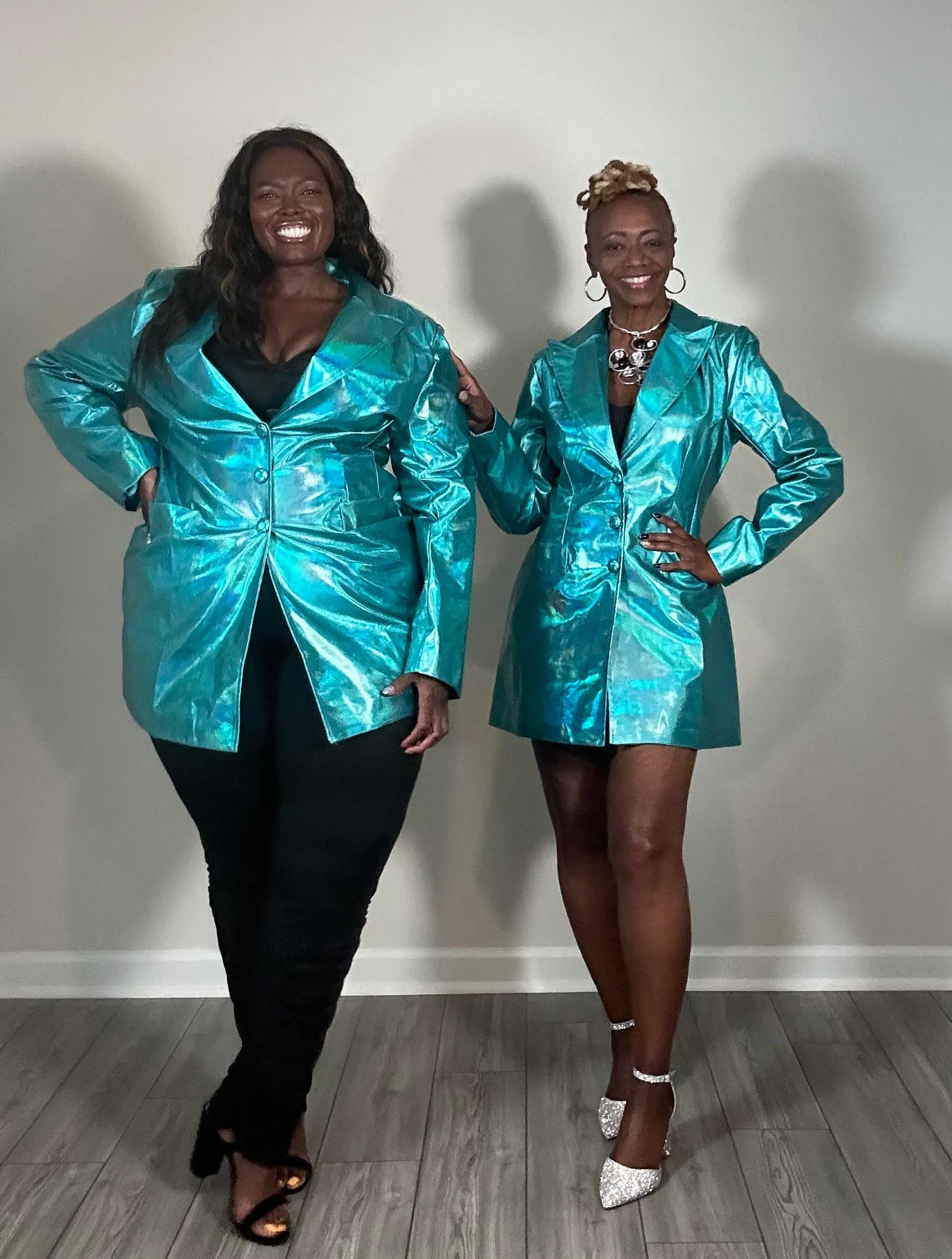 Blue Metallac Blazer Dress