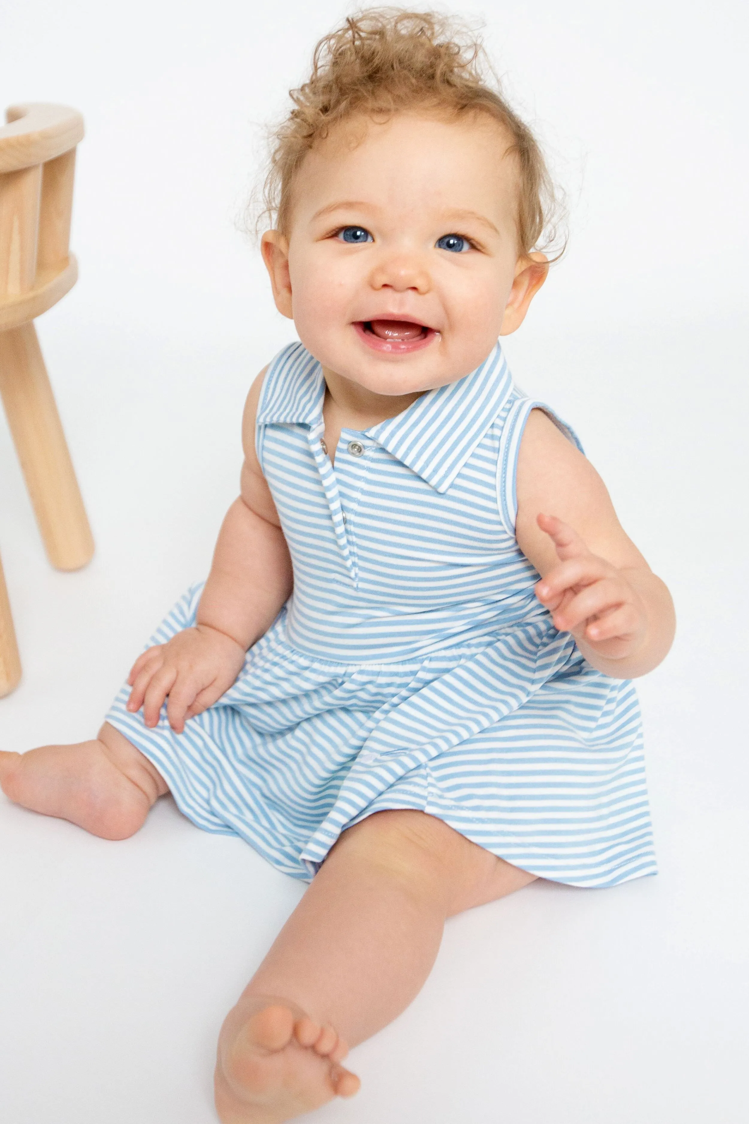 Blue Stripe Golf Tank Bodysuit Dress