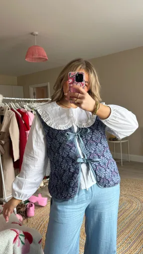 Blue Tie Front Gilet
