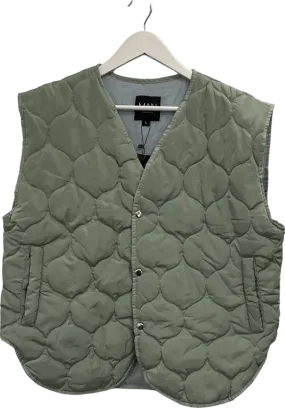 boohooMan Green Onion Quilted Popper Gilet UK L