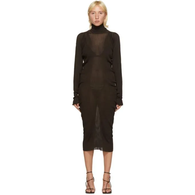 Bottega Veneta Brown Rib Seamless Dress
