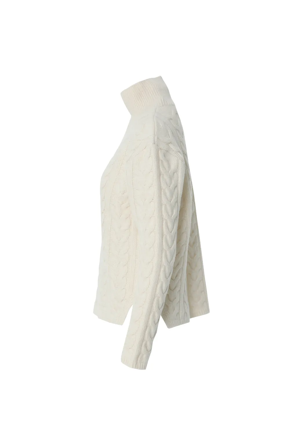 Braided Turtleneck Ecru Knitwear Sweater