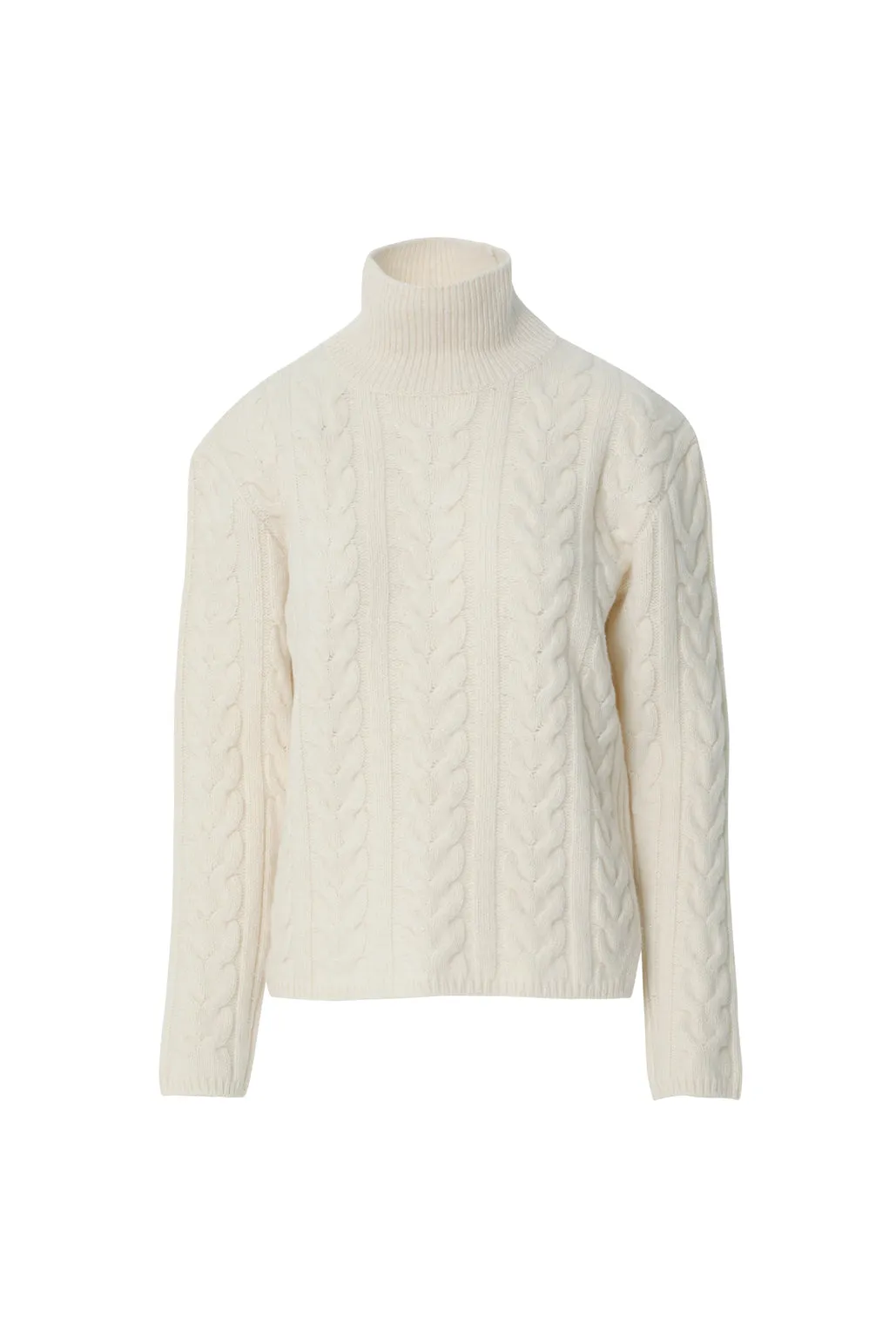 Braided Turtleneck Ecru Knitwear Sweater
