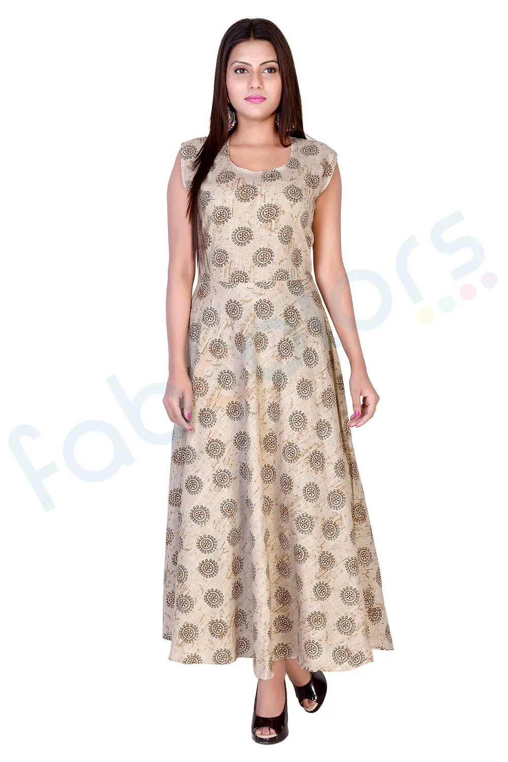 Brown Chakra Print Maxi Dress