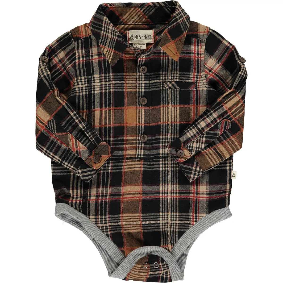 Brown Plaid Jasper Woven Bodysuit