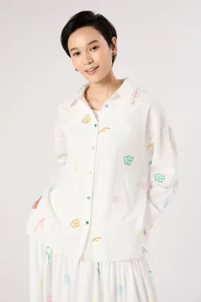 Charlotte White Floral Embroidered Shirt