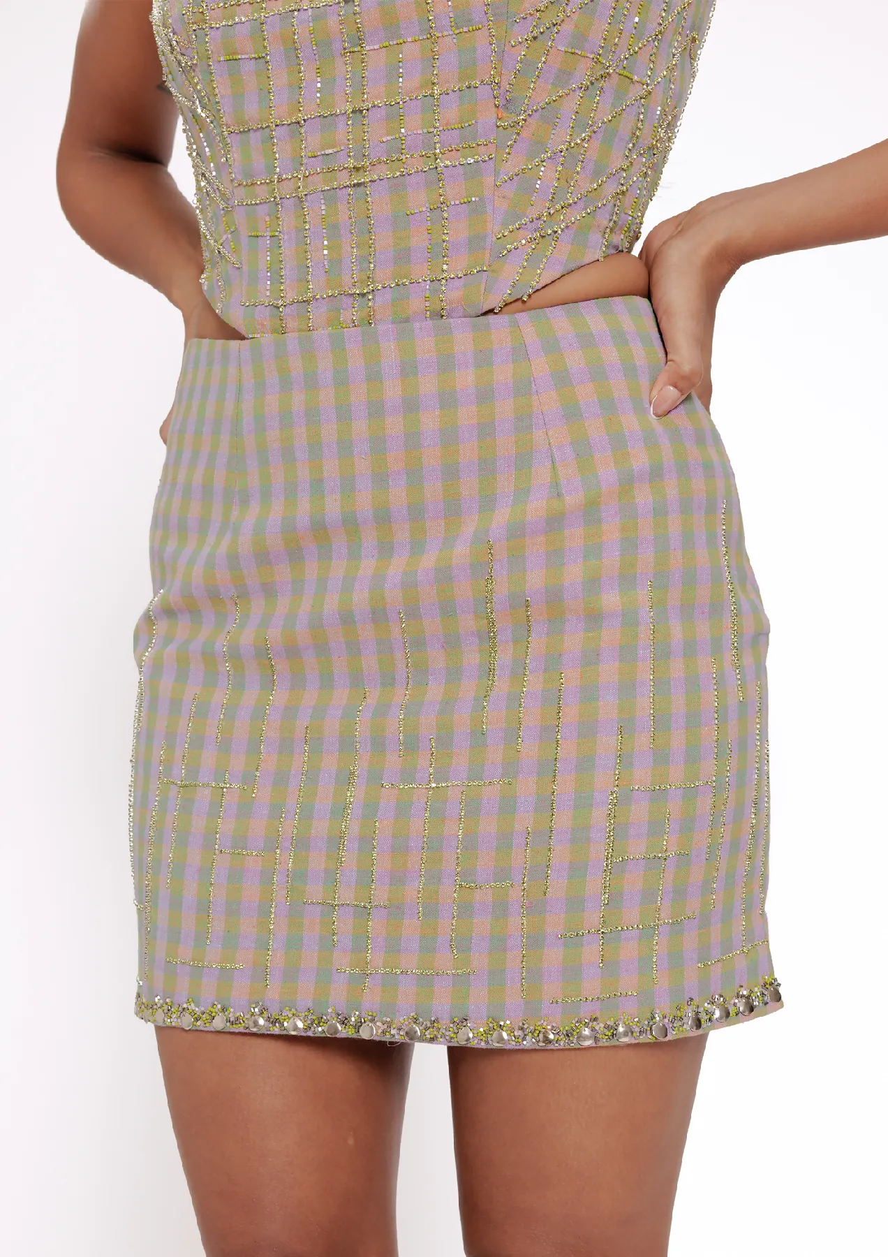 CHOWKDI EMBRIODERED MINISKIRT