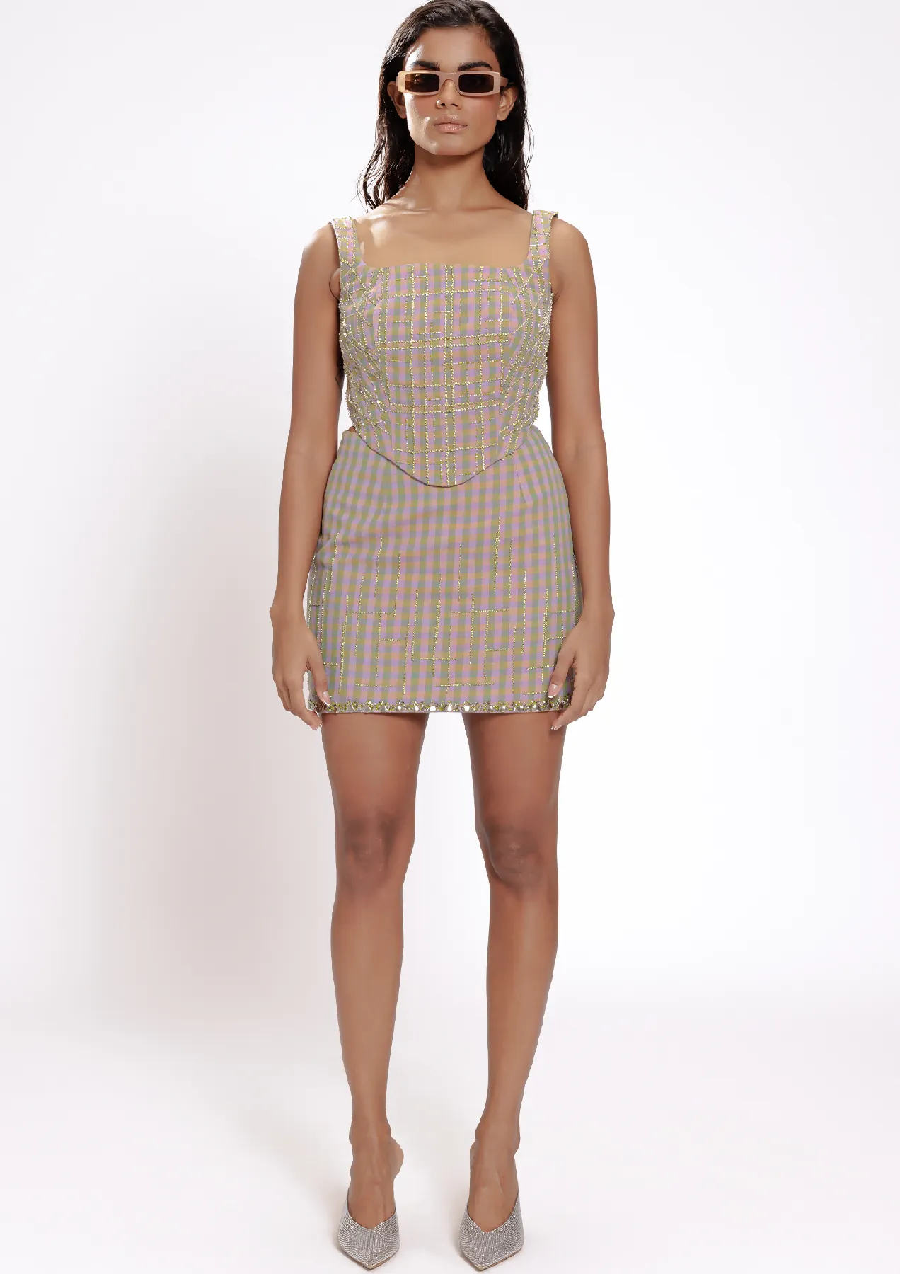 CHOWKDI EMBRIODERED MINISKIRT