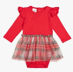 Christmas Plaid Long Sleeve Tutu Bodysuit