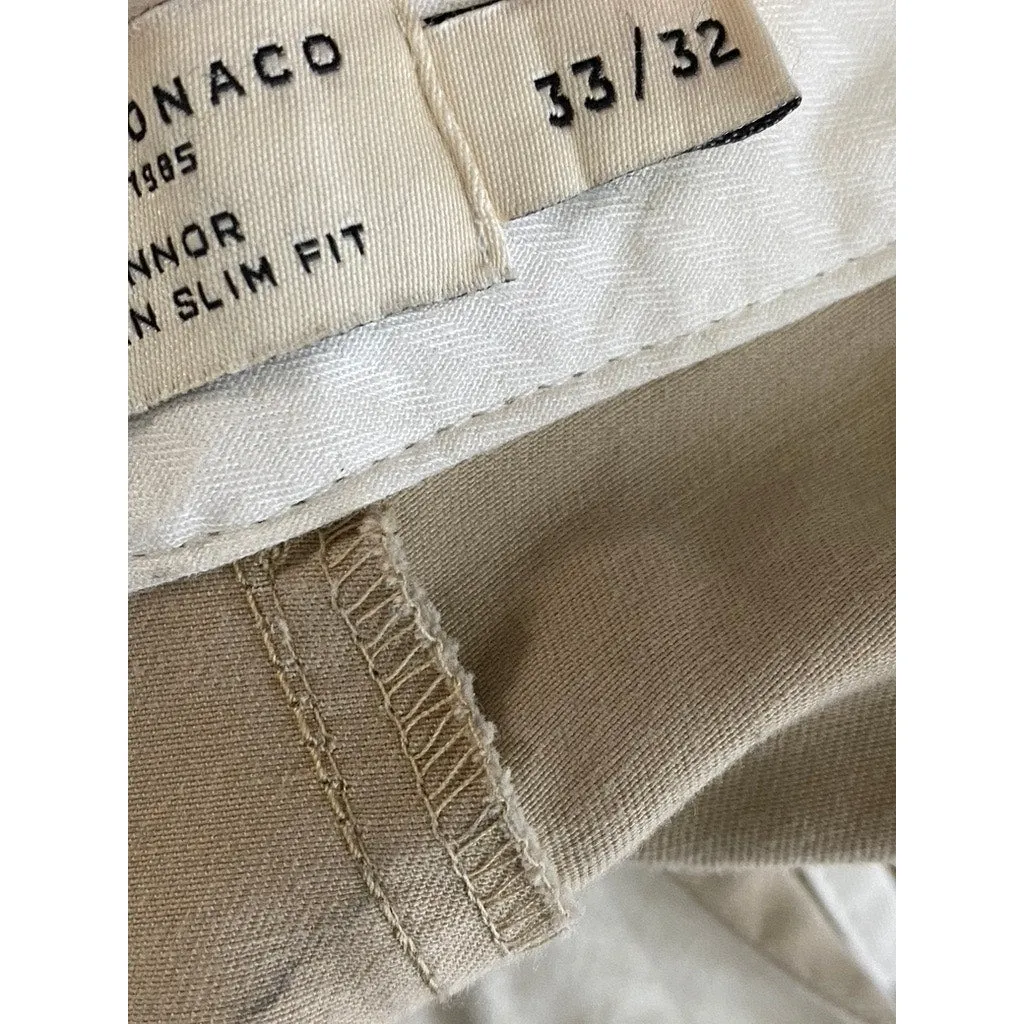 CLUB MONACO Men's Tan Modern Slim-Fit Conner Chino Pant SZ 33x32
