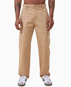 Cotton On Mens Tactical Cargo Pants Vintage Mustard Twill Beige 32 x 30