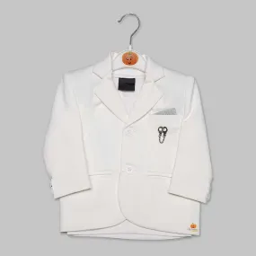 Cream Solid Party Wear Blazer for Boys