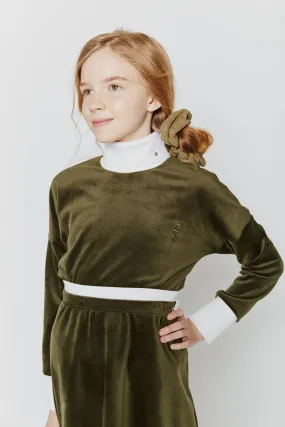 Crew Kids Green Velour Turtleneck
