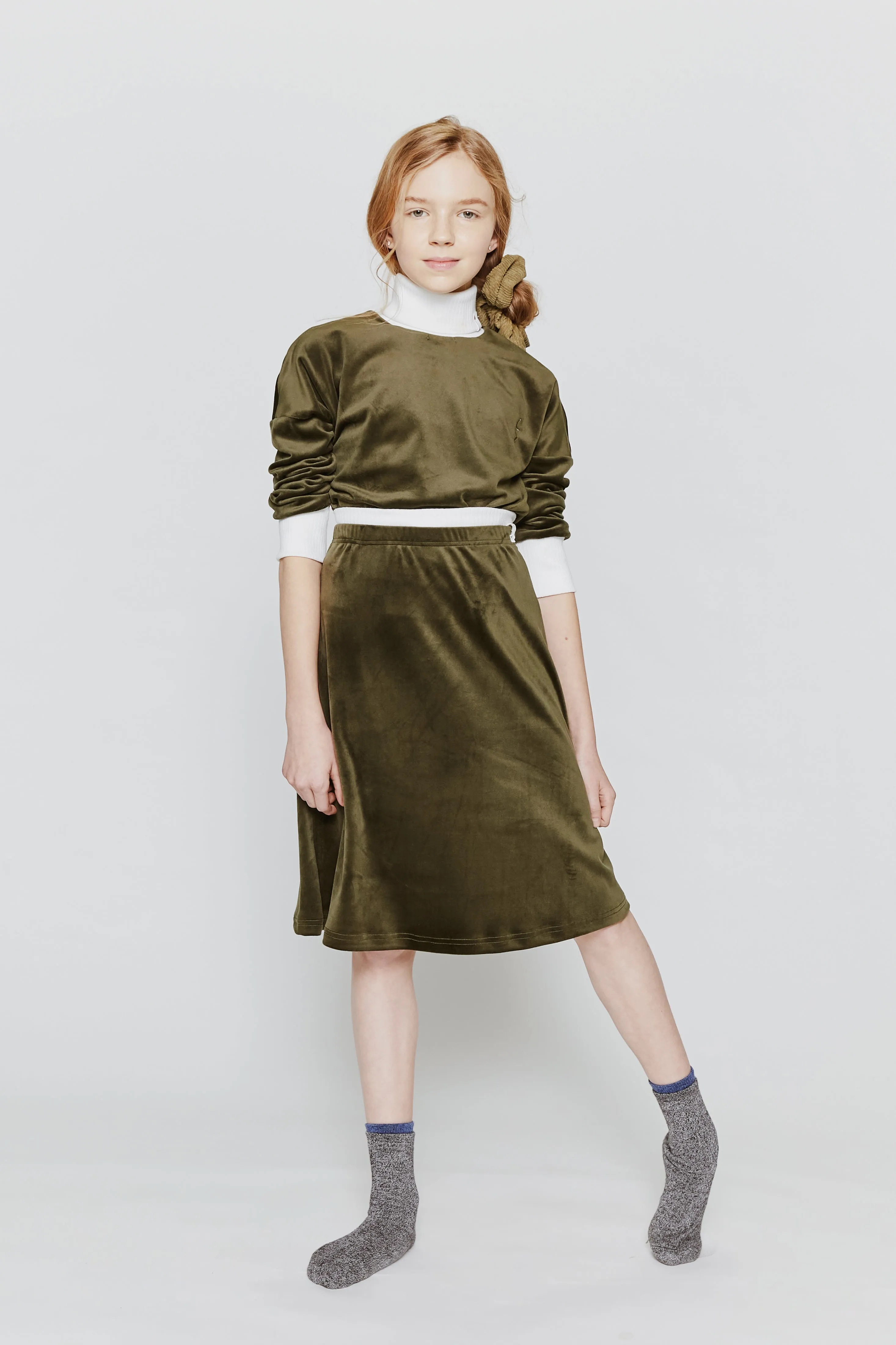 Crew Kids Green Velour Turtleneck