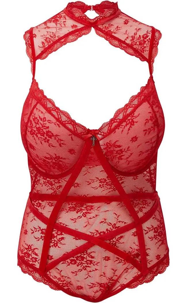 Dark Desire Lace Bodysuit | Scarlet