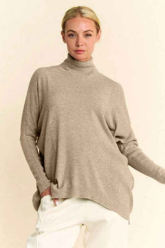 Davi & Dani Turtleneck Long Sleeve Knit Top Sweater